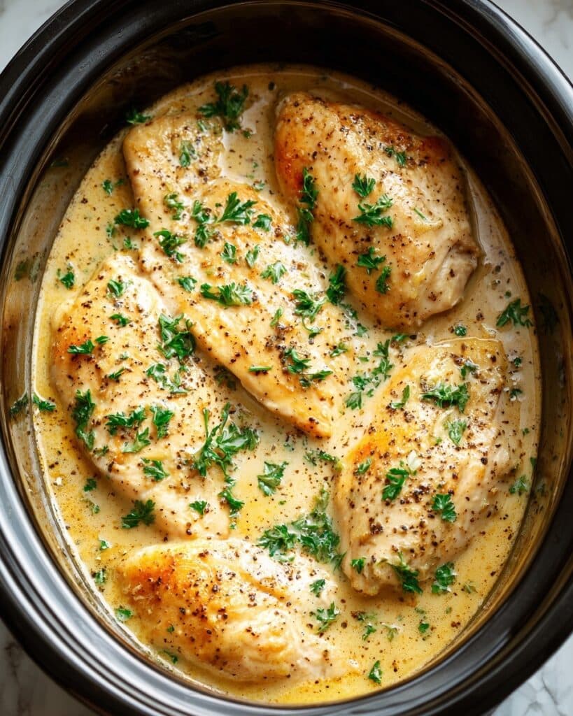 Creamy Garlic Chicken in the Crockpot Recipe