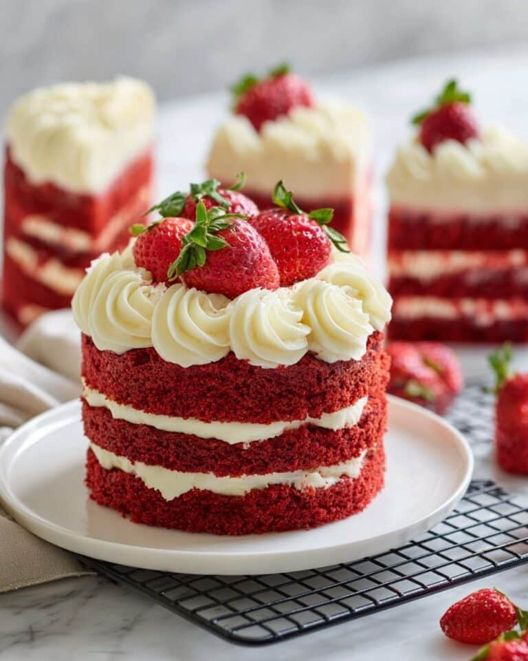 Mini Red Velvet Cakes with Cream Cheese Frosting and Fresh Berries Recipe