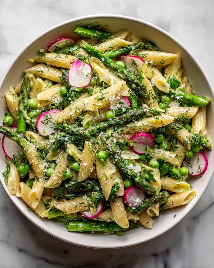 Asparagus Pasta Salad with Lemon Ricotta dressing Recipe