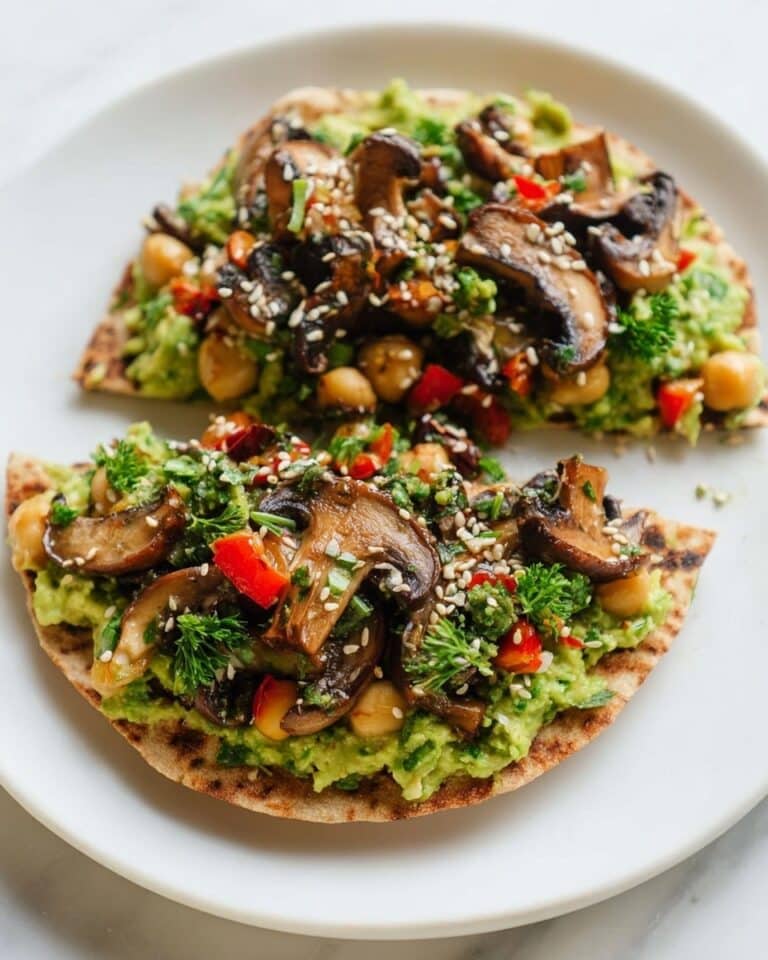 Savory Vegan Breakfast Toasts with Chickpeas, Mushrooms, and Spinach Recipe