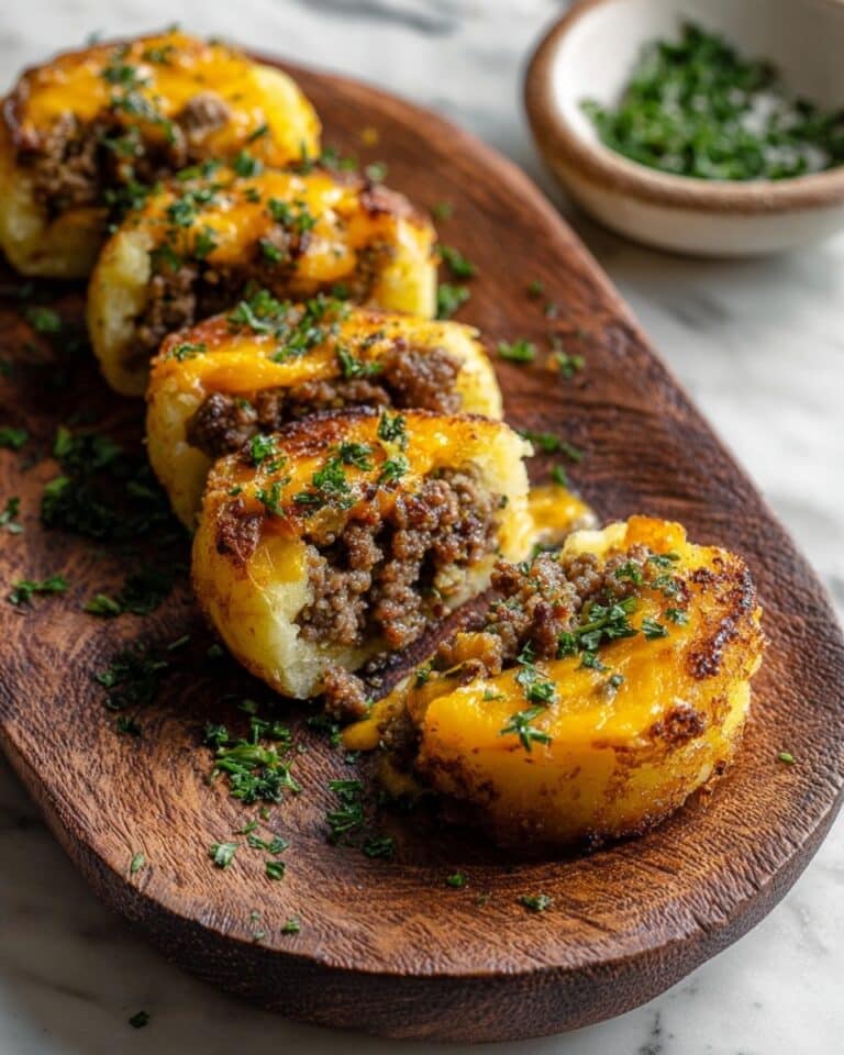 Cheesy Beef Stuffed Potato Cakes Recipe