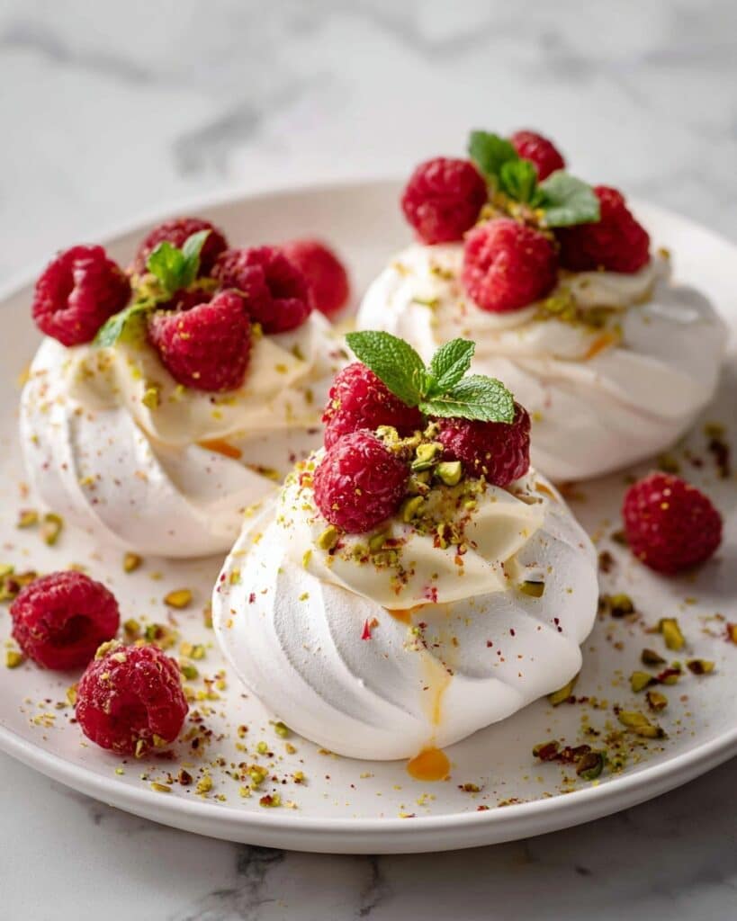 Pavlova Bombs with Raspberry Coulis and Lemon Curd Recipe