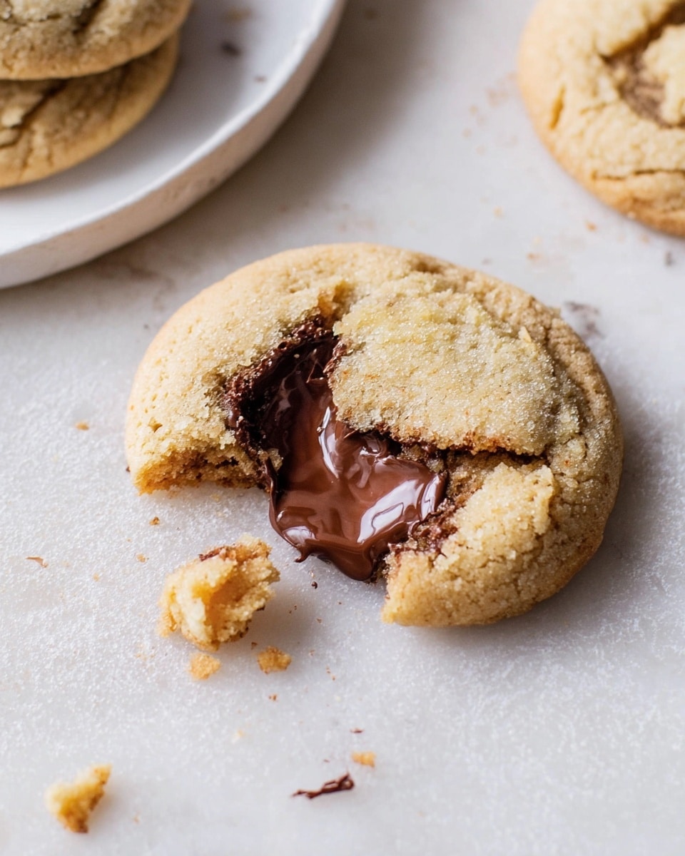 Large white rectangular platter displaying a full batch of freshly baked soft cookies filled with rich, creamy chocolate spread, each cookie perfectly round with a golden-baked exterior, arranged neatly in rows to showcase the entire collection, set on a pristine white marble countertop with natural lighting highlighting the texture and inviting chocolate centers, professional 3/4 angle food magazine hero shot photo taken with an iphone --ar 4:5 --v 7