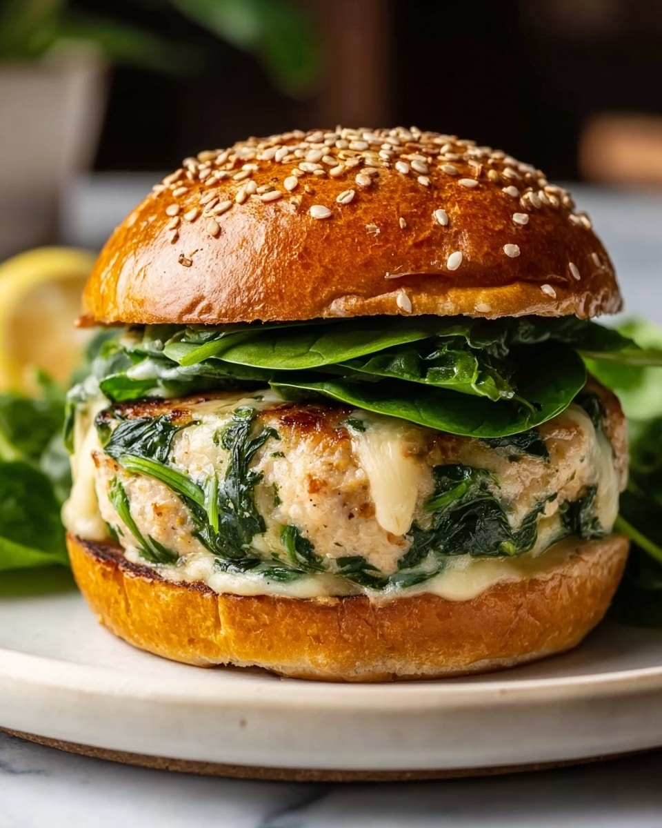 White Cheddar and Spinach Chicken Burgers Recipe