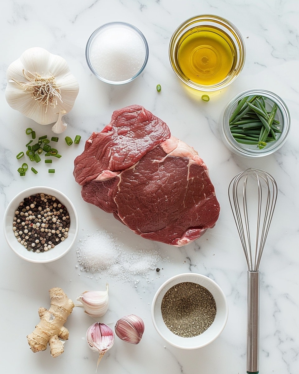 Single white plate with a neatly plated portion of tender, shredded beef coated in a glossy dark sauce, garnished with thinly sliced green onions, accompanied by fluffy white rice and thinly sliced cucumber sprinkled with sesame seeds and cracked black pepper, close-up angle revealing the juicy texture and rich layers of the beef, placed on a white marble surface, natural light highlighting the freshness and depth of flavors, intimate plated serving photo taken with an iphone --ar 4:5 --v 7