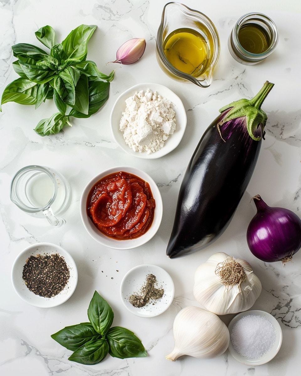 Single white plate featuring one portion of eggplant parmesan, showcasing distinct layers of tender breaded eggplant slices, rich tomato sauce, and melted mozzarella cheese with light browning on top, garnished with a fresh basil leaf and a sprinkle of grated Parmesan, close-up angled shot revealing the soft, saucy interior textures, placed on a white marble surface, natural lighting, styled like a food blog serving ready to eat, photo taken with an iphone --ar 4:5 --v 7