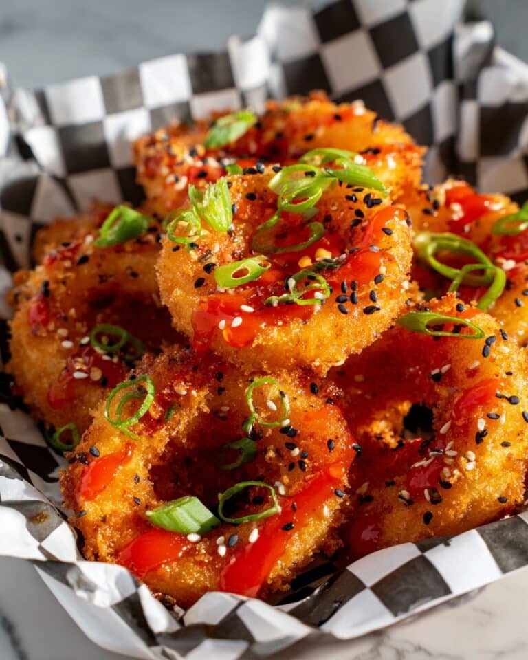 Crab Rangoon Stuffed Onion Rings with Sweet Chili Dip Recipe