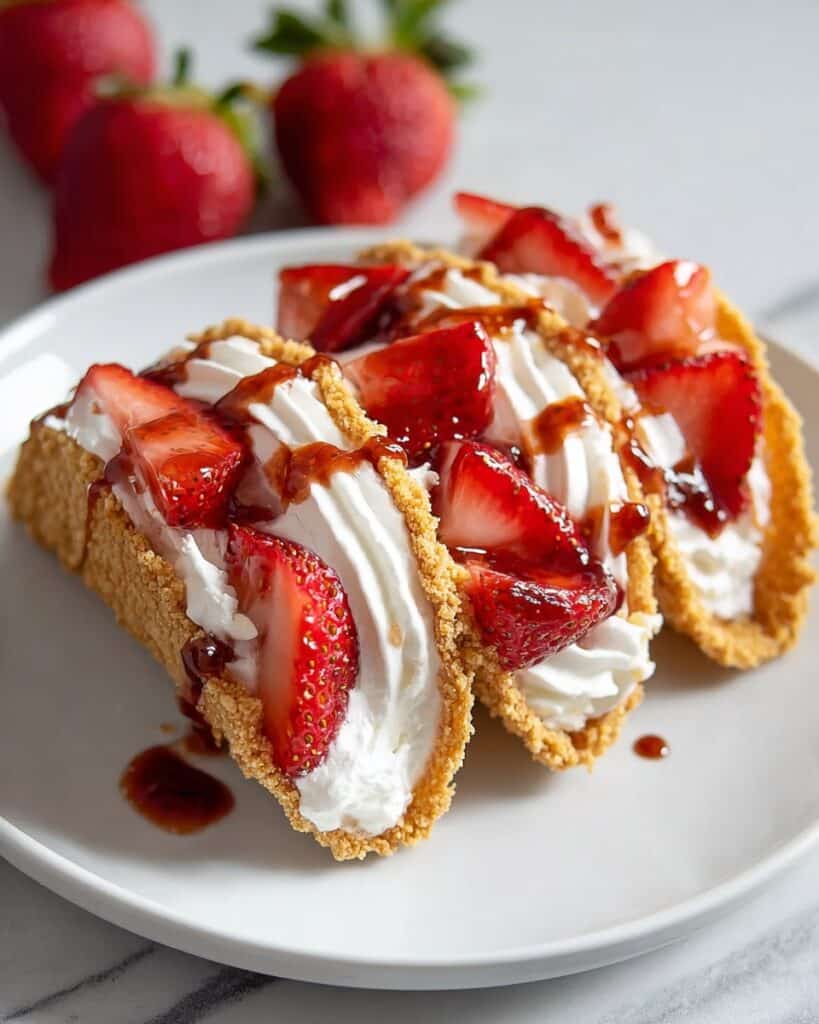 Strawberry Cheesecake Tacos with Crispy Graham Cracker Shells Recipe