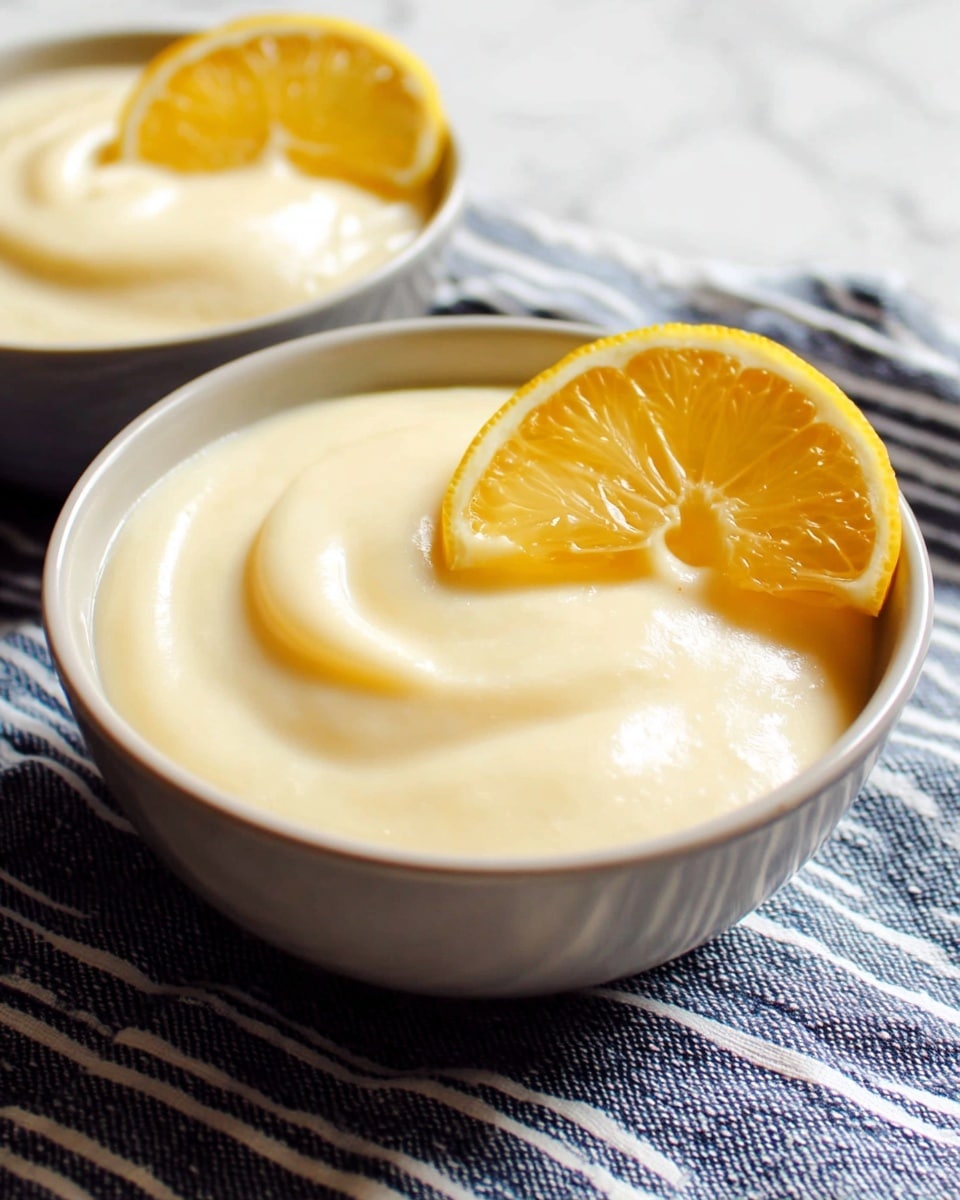 Two large white bowls filled with smooth, creamy lemon mousse, each topped with thinly sliced fresh lemon wheels for garnish, arranged side by side on a white marble countertop with soft natural lighting, highlighting the mousse's velvety texture and vibrant lemon slices, professional food magazine hero shot, photo taken with an iphone --ar 4:5 --v 7