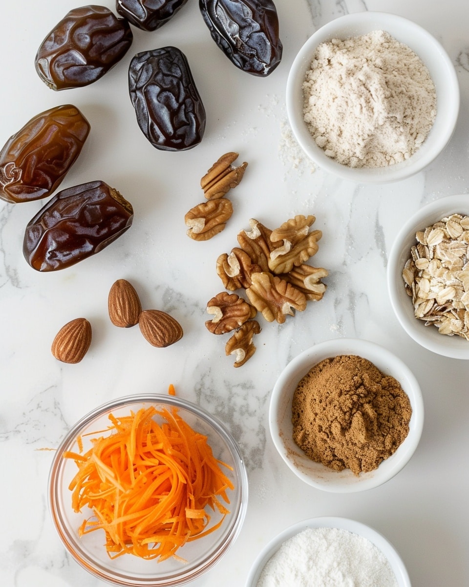 A single white plate with one elegantly rounded energy ball coated in shredded coconut, revealing a slightly textured interior with visible bits of dates and nuts where a small bite has been taken, highlighting the moist and dense filling, natural lighting casting soft shadows on the white marble surface, intimate close-up angled shot showcasing texture and detail, styled food blog aesthetic, photo taken with an iphone --ar 4:5 --v 7