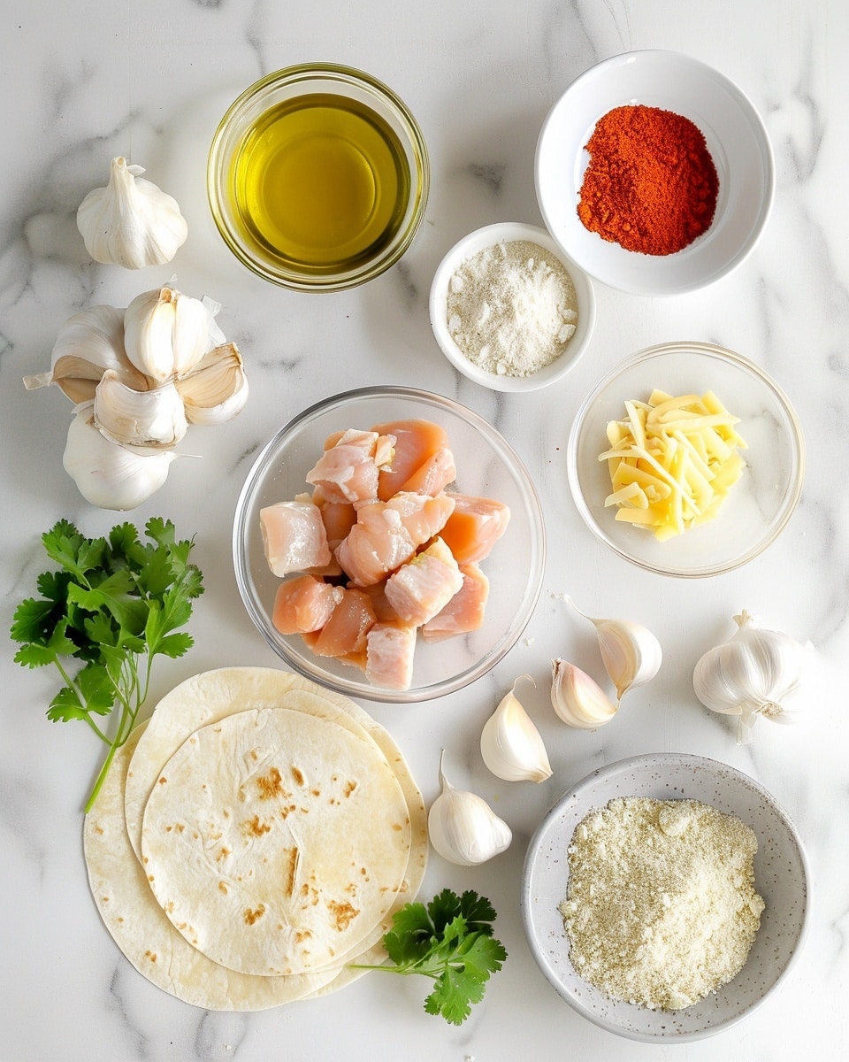 A single white plate with one stuffed quesadilla portion, cut open to reveal layers of tender grilled chicken pieces, melted white cheese, and vibrant green herbs inside a perfectly toasted, golden-brown tortilla, showcasing the stringy texture of the cheese pull and the juicy, seasoned chicken filling, garnished with fresh parsley on the side, set on a white marble surface with natural lighting, styled as a ready-to-eat serving from a food blog, photo taken with an iphone --ar 4:5 --v 7