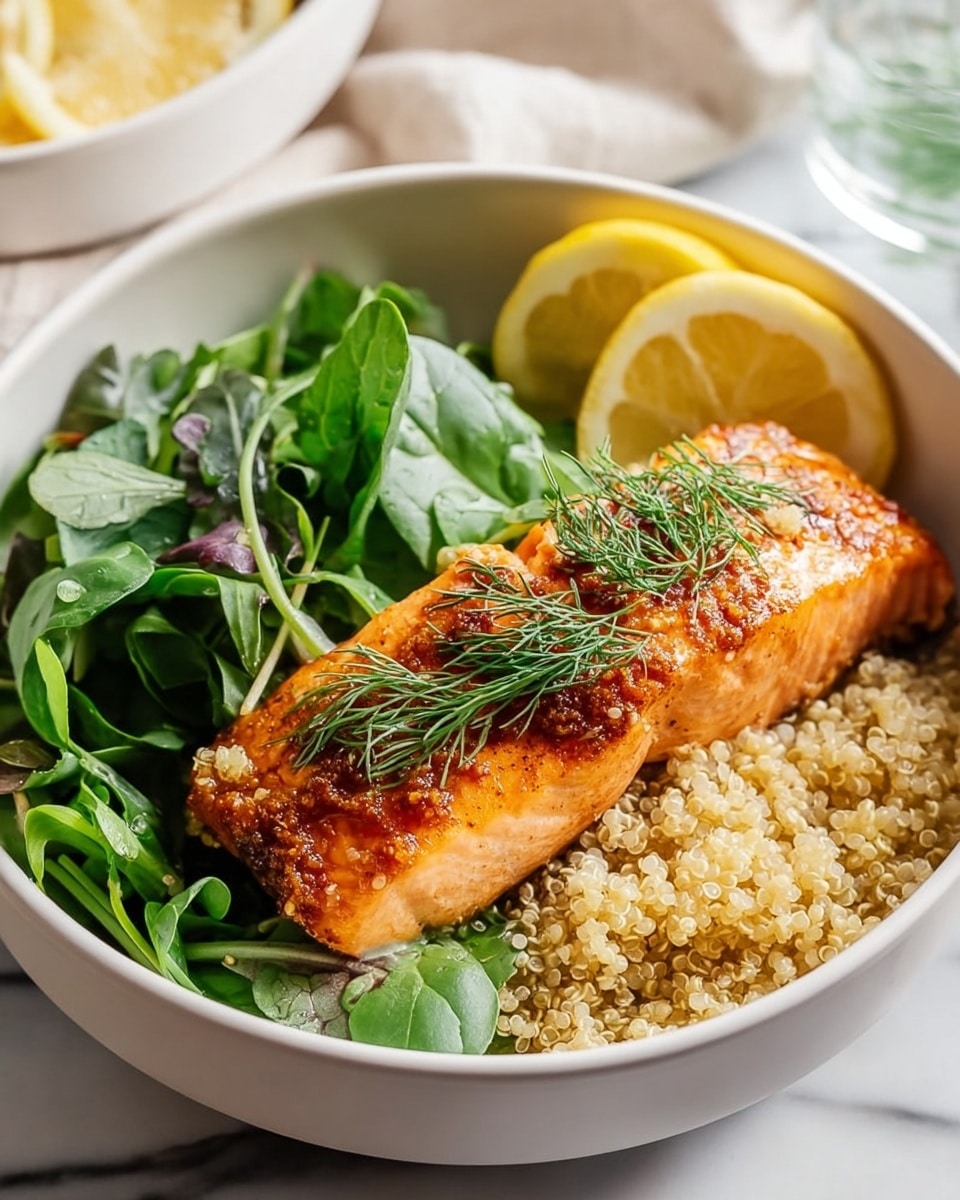 Large white oval serving platter featuring four whole, perfectly cooked salmon fillets topped with a golden, textured garlic and herb crust, garnished with scattered fresh parsley and dill sprigs, accompanied by evenly spaced lemon wedges, all presented on a white marble countertop under natural lighting, captured in a professional 3/4 angle food magazine style photo taken with an iphone --ar 4:5 --v 7