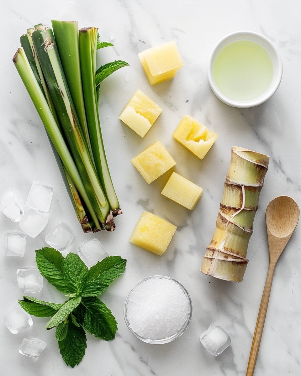 Single tall clear glass filled with a freshly poured serving of frothy sugarcane juice, showing tiny bubbles rising through the pale yellow-green liquid, placed on a white surface with natural sunlight highlighting the condensation on the glass, white marble background softly blurred, close-up intimate food blog style photo taken with an iphone --ar 4:5 --v 7