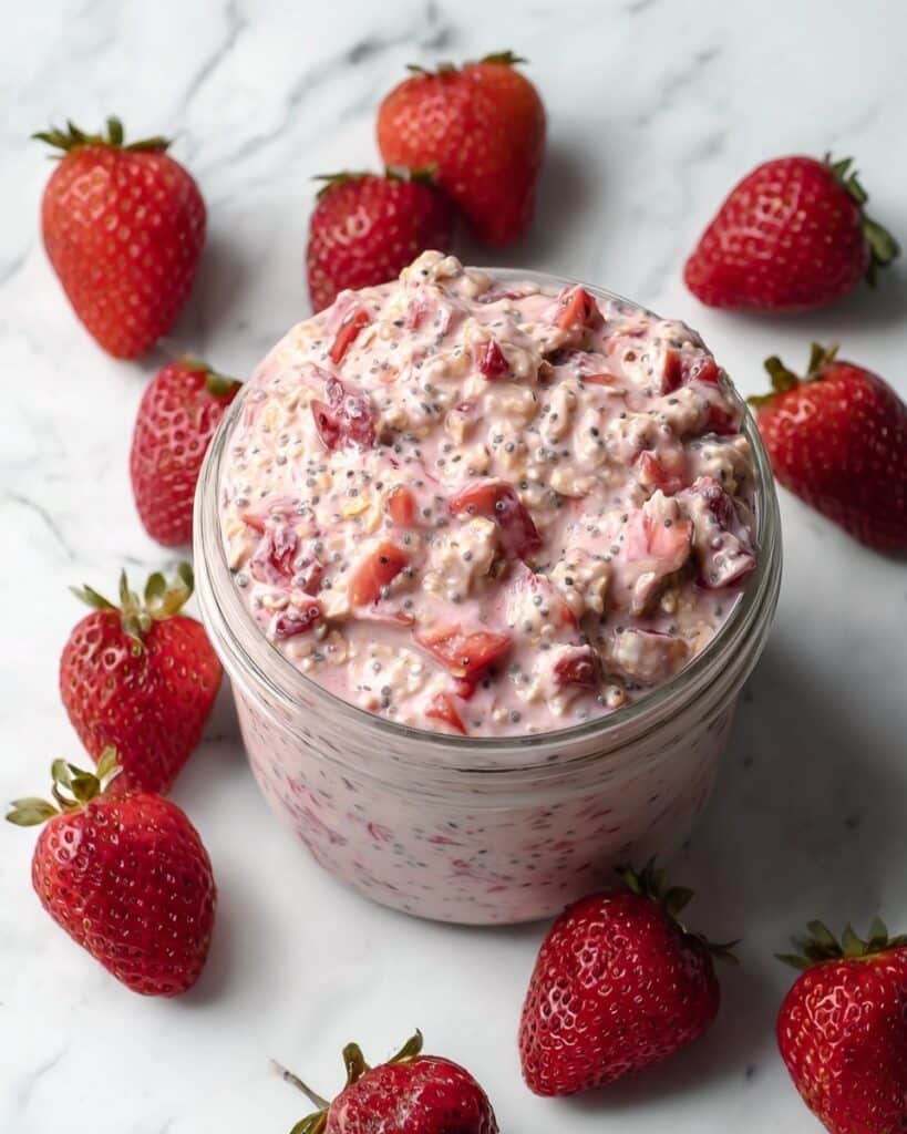 Strawberries and Cream Overnight Oats Recipe