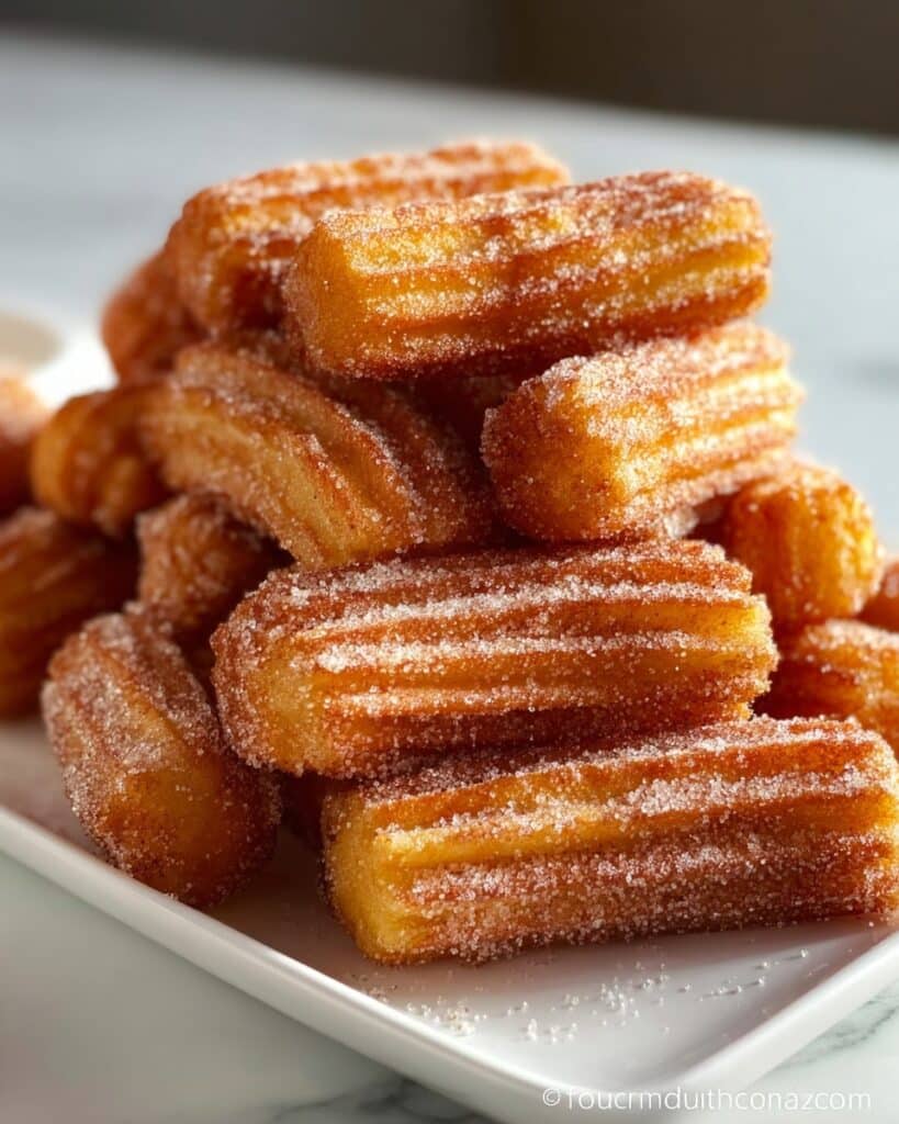 Baked Churro Bites with Cinnamon Sugar and Chocolate-Cayenne Dipping Sauce Recipe