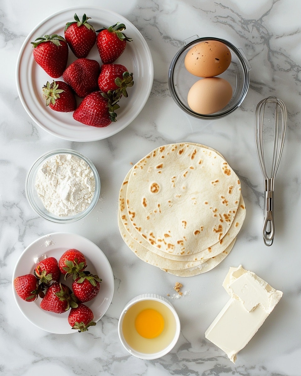 Single white plate with one dessert taco shell made from a golden graham cracker crust, filled with generous swirls of creamy white whipped filling, layered with fresh sliced strawberries and drizzled with a glossy strawberry sauce, close-up angled shot revealing the crunchy texture of the shell and the soft interior layers, placed on white marble surface, styled like an individual serving from a food blog, natural lighting, photo taken with an iphone --ar 4:5 --v 7