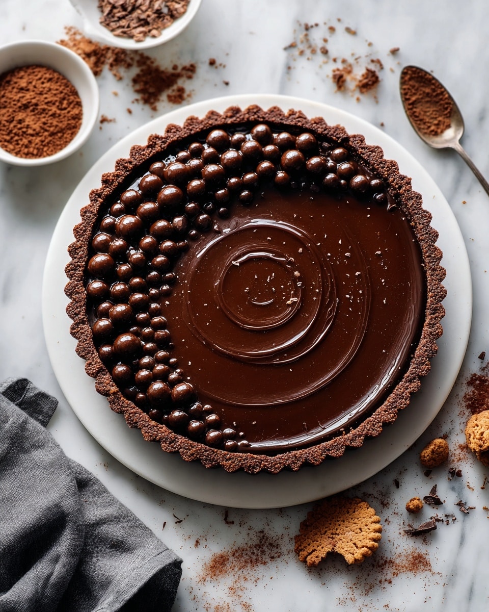 Chocolate Amaretto Tart with Crunchy Pearls Recipe