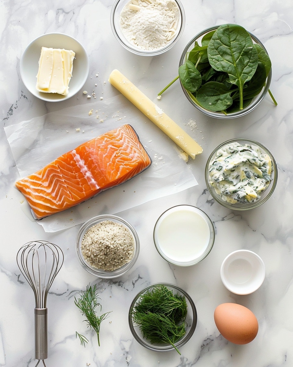 Single white plate featuring one plated portion of creamy salmon pot pie with golden flaky crust, showing a close-up angled view of the tender pink salmon chunks, vibrant orange carrot pieces, and bright green spinach layered in rich creamy sauce beneath the crisp pastry topping, accompanied by a fresh lemon wedge, all presented on a white marble surface with natural light highlighting the textures and layers, styled like a food blog serving, photo taken with an iphone --ar 4:5 --v 7