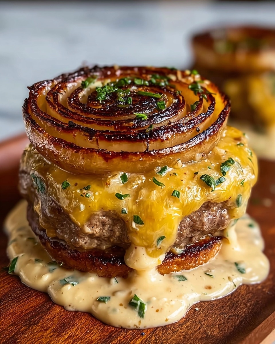 Caramelized Onion Creole Cheeseburger Sandwich Recipe