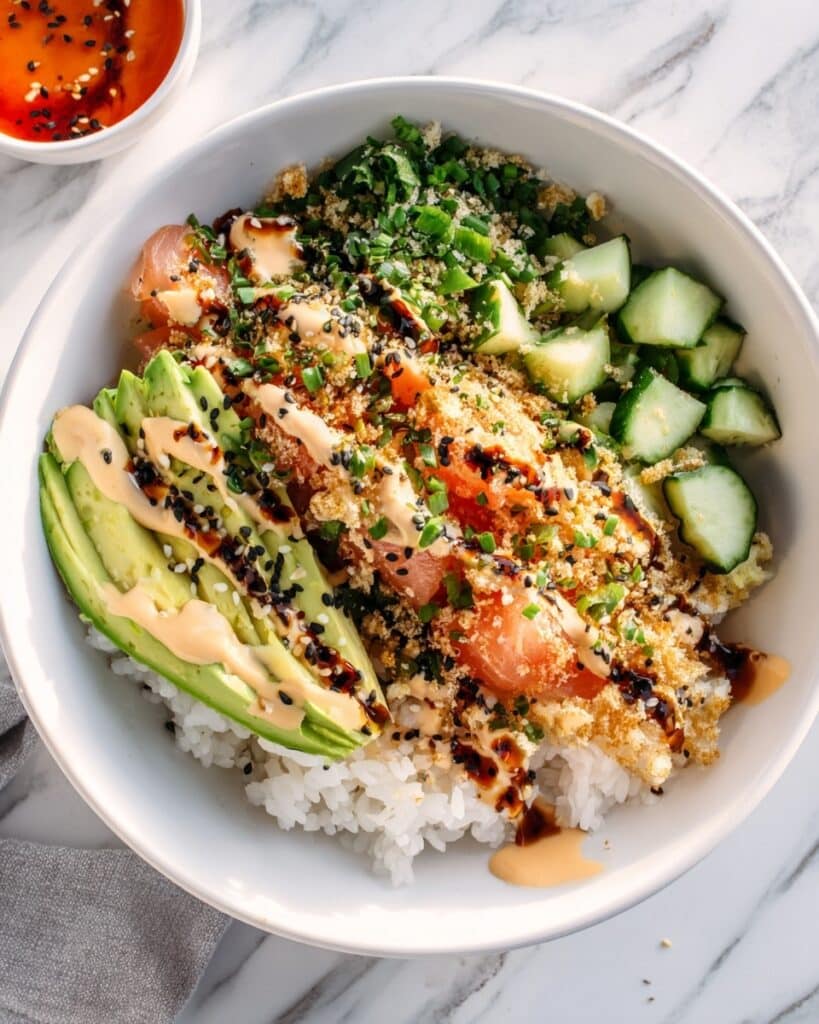 Crunch Roll Sushi Bowl with Easy Eel Sauce Recipe
