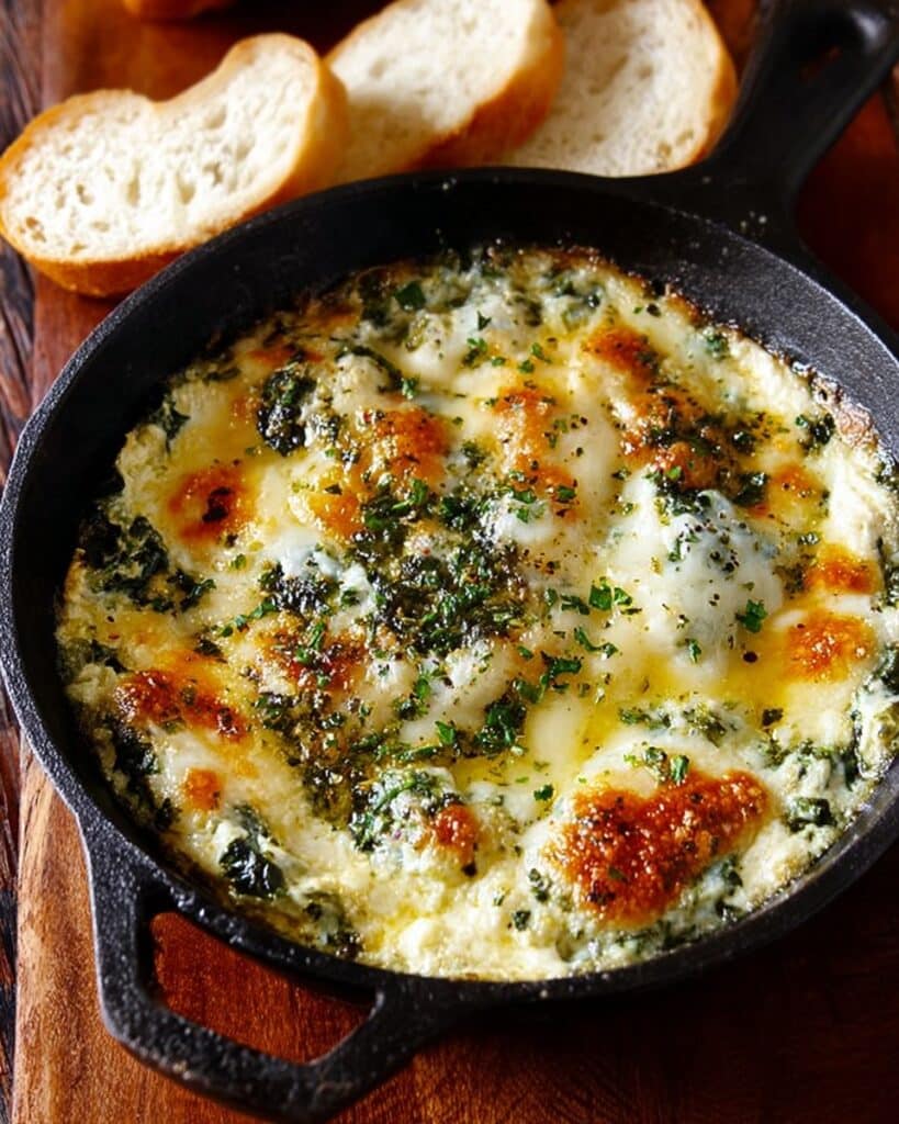 Baked Fontina with Garlic, Herbs, and Crispy Bread Recipe