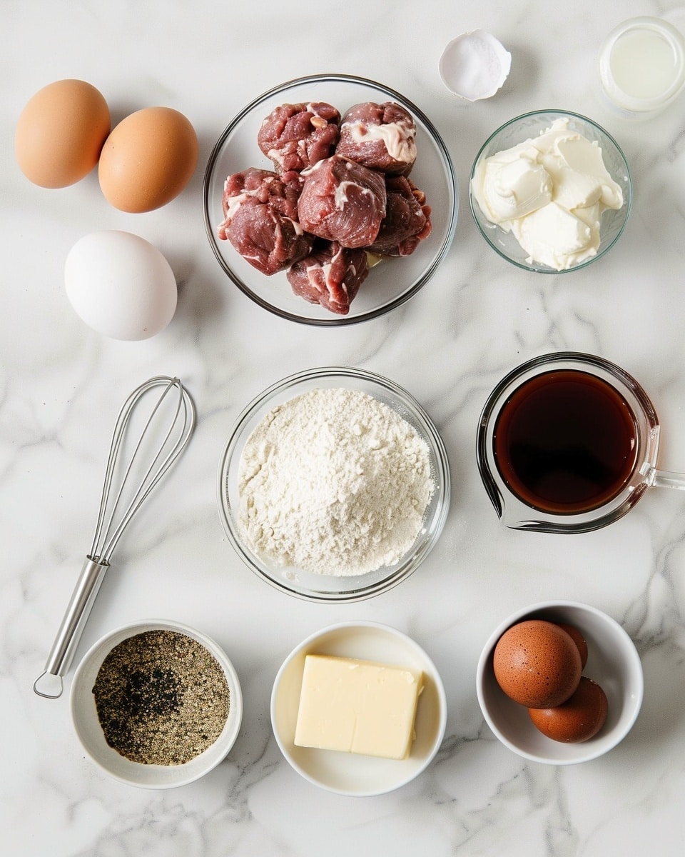 Single white plate presenting one generous meatball covered in creamy, pepper-speckled brown gravy, close-up angle revealing the seared, textured exterior of the meatball and the rich sauce pooling around it, garnished with finely chopped fresh parsley, placed on a white marble surface, natural lighting highlighting the glossy sauce and tender interior glimpse, intimate plated serving photo taken with an iphone --ar 4:5 --v 7