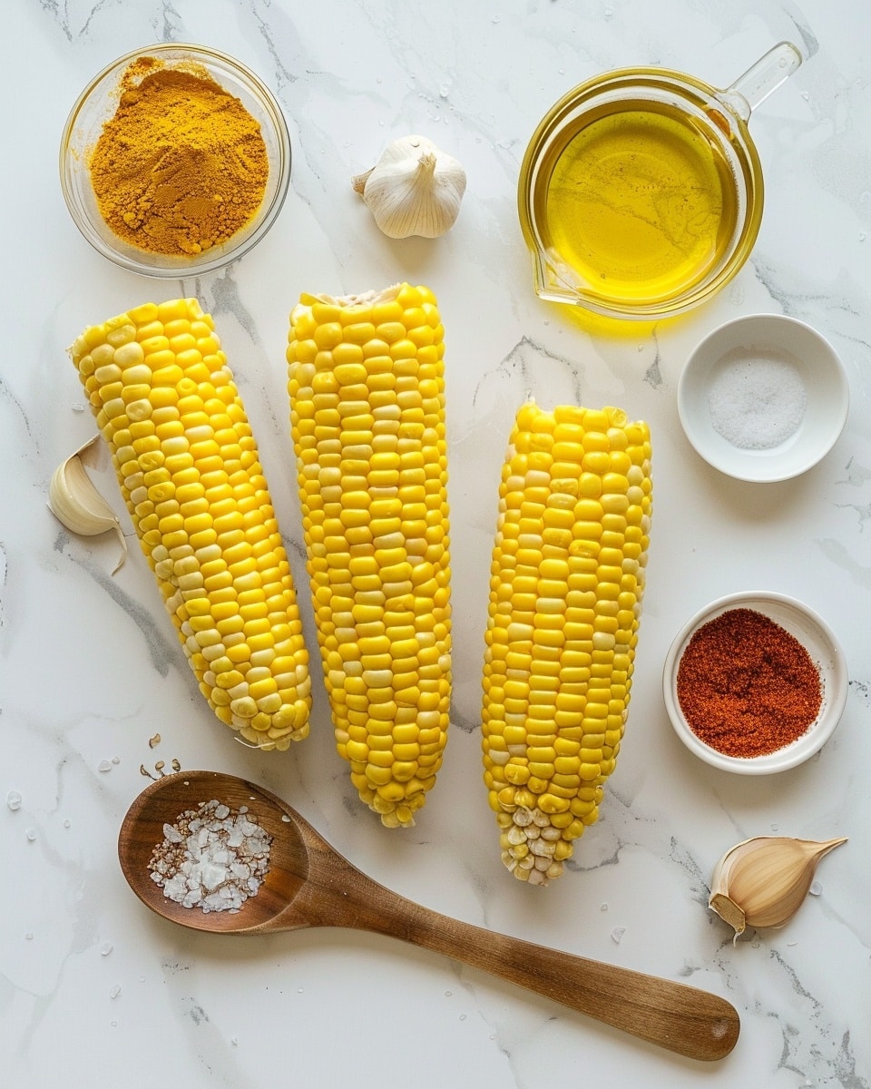A single white plate featuring one generous portion of grilled corn ribs, richly coated with smoky spices and garnished with fresh herbs, accompanied by two bright lime wedges and a small dip of creamy sauce sprinkled with chopped parsley, close-up angled shot emphasizing the charred, tender kernels and the textured surface of the corn ribs, set on a white marble background with natural lighting, styled as an intimate plated serving ready to eat, photo taken with an iphone --ar 4:5 --v 7