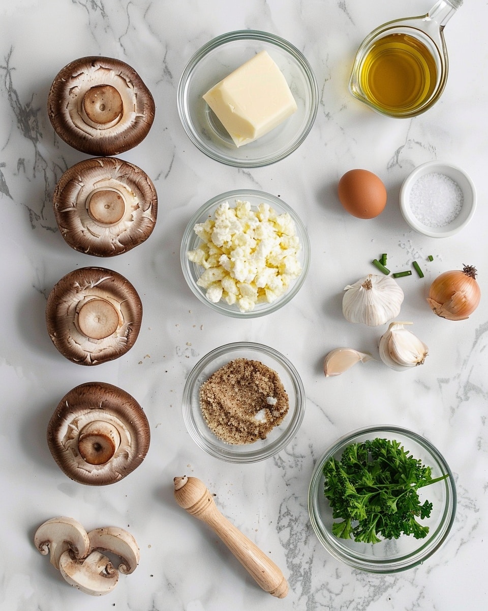Single white plate showcasing one generously stuffed mushroom cap with a golden-browned, crispy topping revealing a creamy, textured crab and herb filling inside, close-up angled view emphasizing the savory layers and tender mushroom base, garnished lightly with fresh greenery on top, placed on a white marble surface with natural lighting, styled like a professional food blog serving photo taken with an iphone --ar 4:5 --v 7