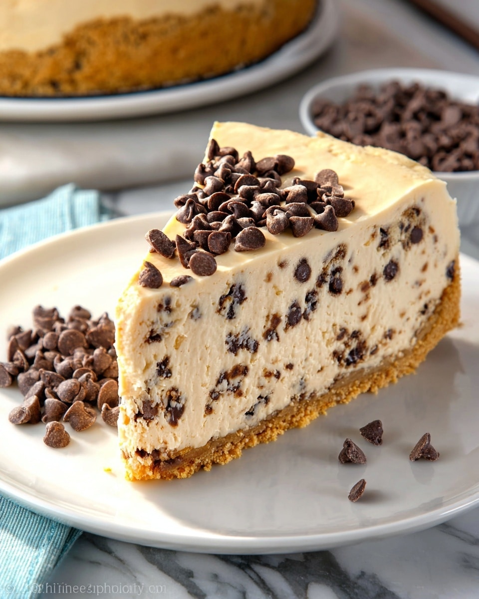 Large white ceramic pie dish filled with a complete peanut butter and chocolate chip pie, featuring a thick, creamy peanut butter filling generously studded with mini chocolate chips atop a rustic crumbled graham cracker crust, all presented in a pristine, uncut state, photographed from a 3/4 angle on a white marble background with natural lighting, styled as a hero shot in a food magazine, photo taken with an iphone --ar 4:5 --v 7