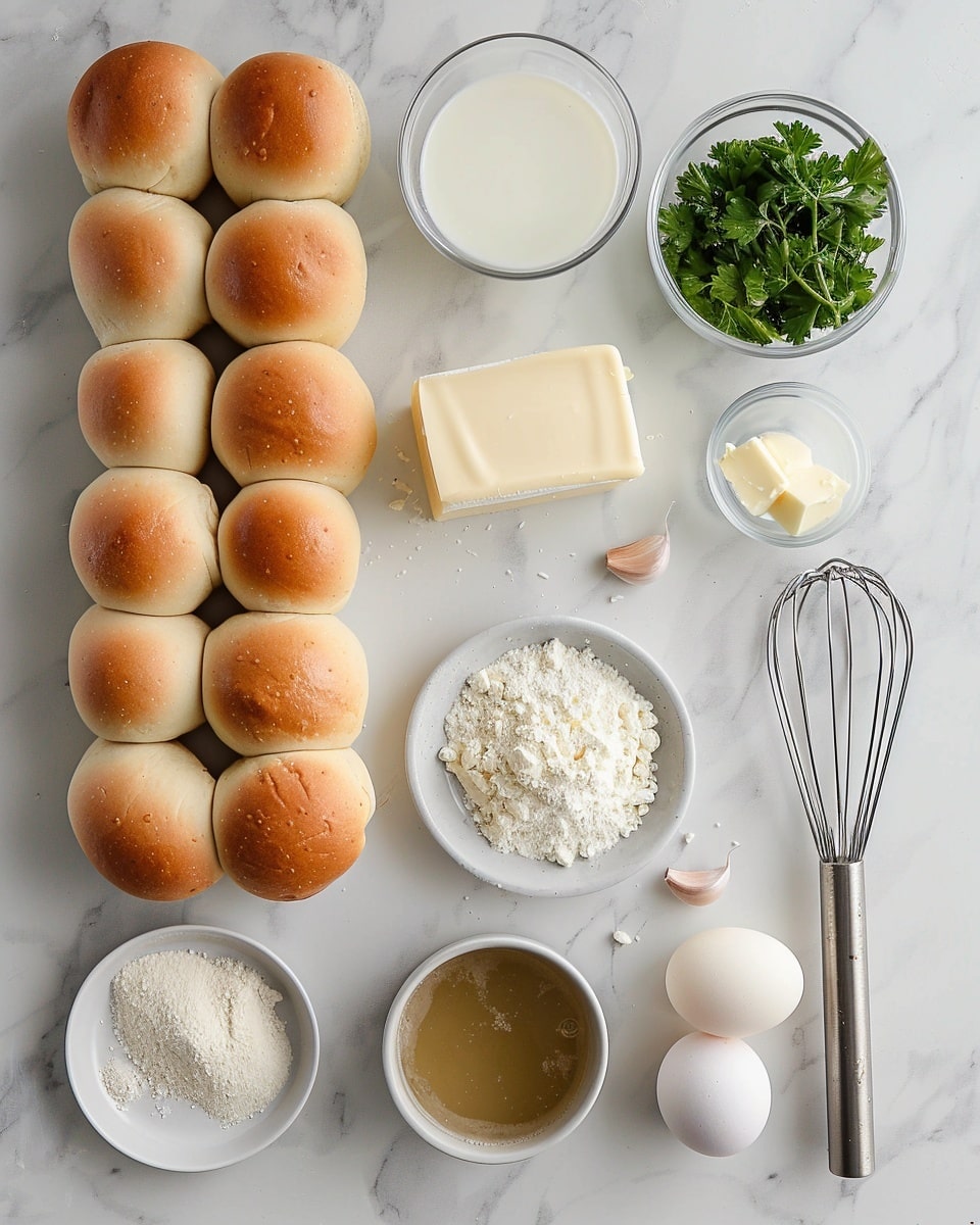 Single white plate presenting one golden-brown, freshly baked puff pastry parcel with shiny, buttery crust sprinkled lightly with sesame seeds and garnished with fresh parsley, angled close-up view revealing flaky layers and delicate interior texture of soft dough inside, set on white marble surface with natural daylight highlighting the glossy finish, styled as an inviting individual serving from a food blog, photo taken with an iphone --ar 4:5 --v 7