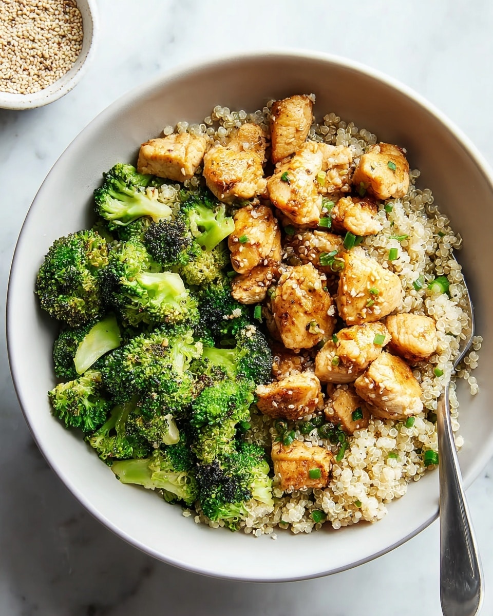 Broccoli Chicken Quinoa Bowl with Herb Dressing Recipe