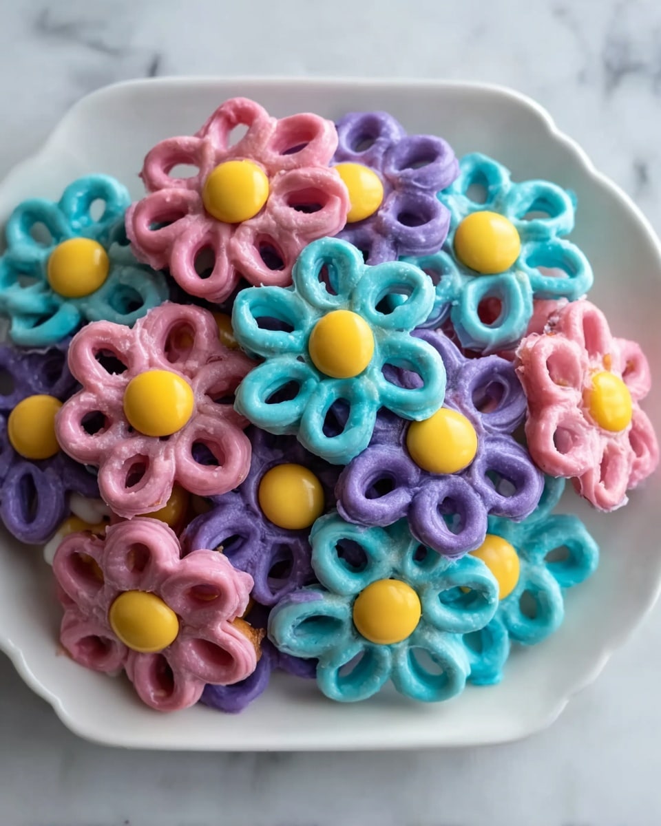 Easter Chocolate Covered Pretzel Flowers Recipe