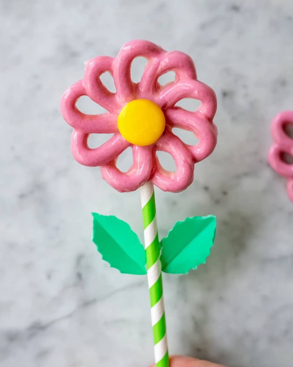 A large white platter filled with multiple vibrant flower-shaped pretzel snacks coated in pastel shades of blue, pink, and purple, each with a bright yellow candy center, arranged neatly to showcase the full assortment of colorful treats. The platter is set on a white marble countertop under natural lighting, styled with professional food photography techniques to emphasize the glossy texture and playful colors of the complete dish, photographed from a 3/4 angle. photo taken with an iphone --ar 4:5 --v 7