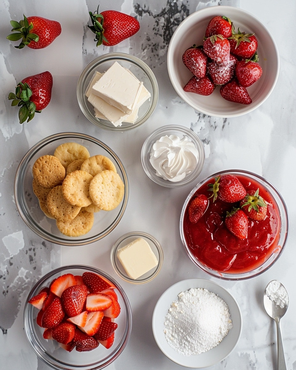 Single white plate holding a delicate slice of strawberry charlotte cake revealing layers of light sponge cake and airy pink strawberry mousse embedded with fresh strawberry pieces, topped with a halved ripe strawberry and a small white edible flower, close-up angle emphasizing the creamy texture and fruity filling, set on a white marble surface with natural daylight illuminating the scene, styled as a refined individual dessert serving from a food blog, photo taken with an iphone --ar 4:5 --v 7