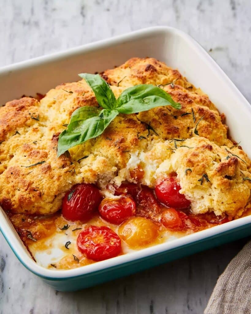 Tomato Cobbler with Parmesan-Basil Biscuits Recipe