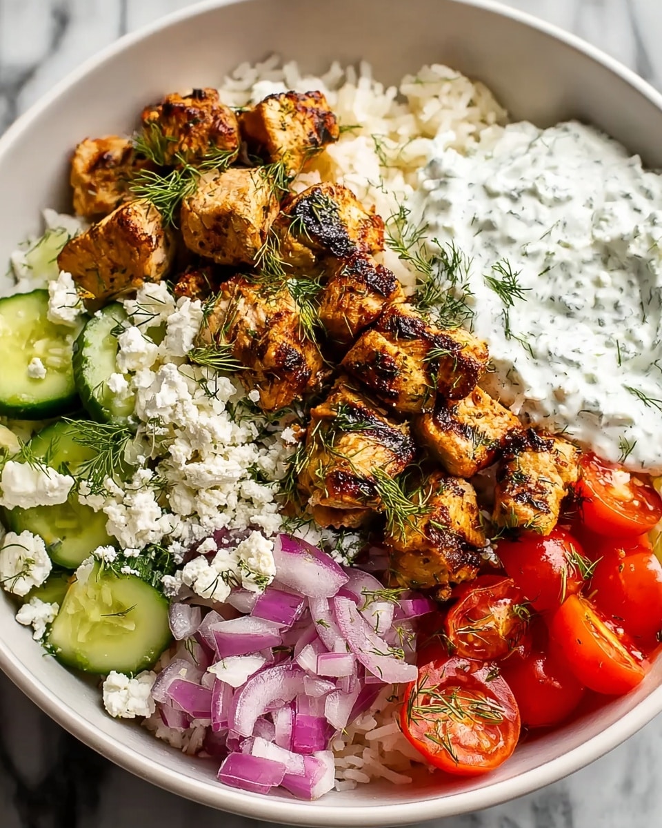 High Protein Mediterranean Lemon-Dill Chicken Bowls Recipe