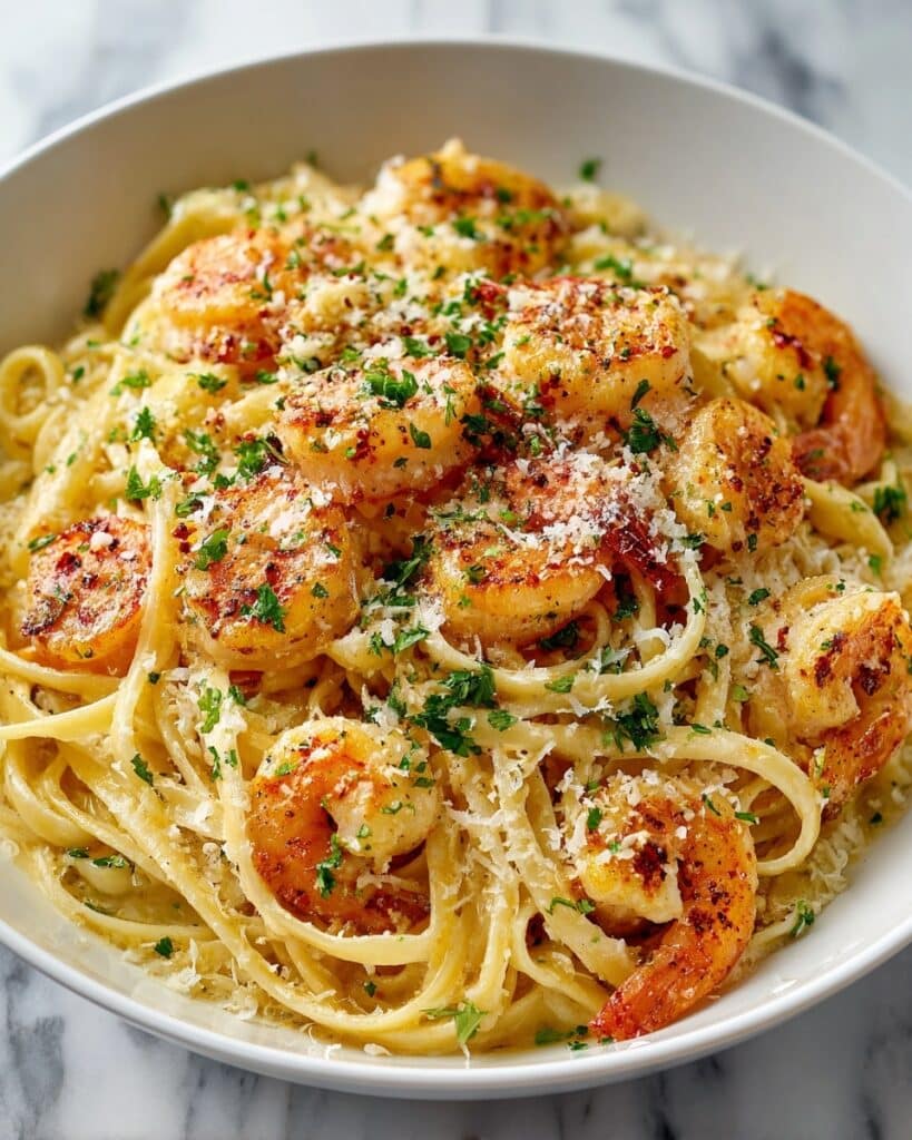 Shrimp Scampi Garlic Cream Pasta Recipe