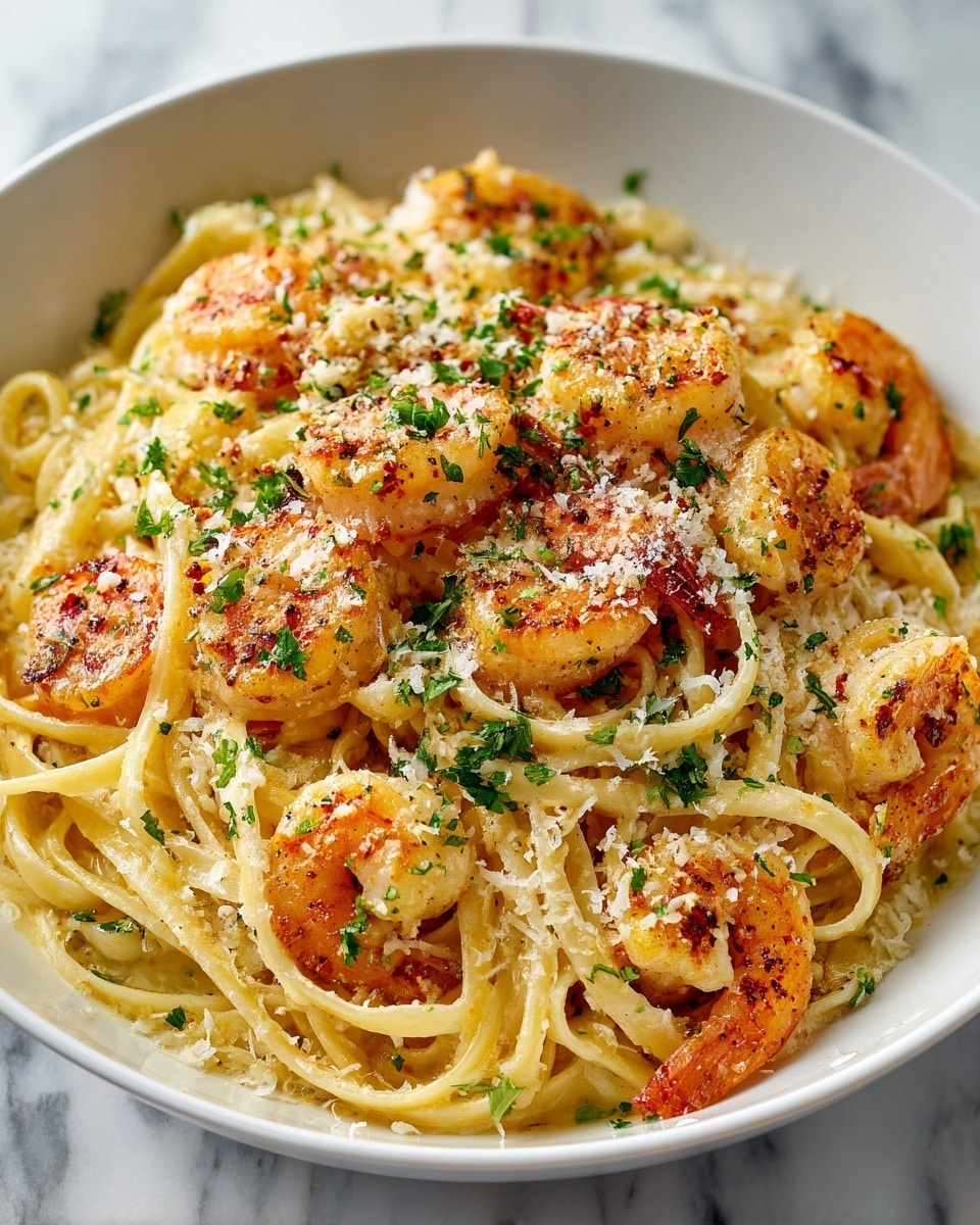 Shrimp Scampi Garlic Cream Pasta Recipe