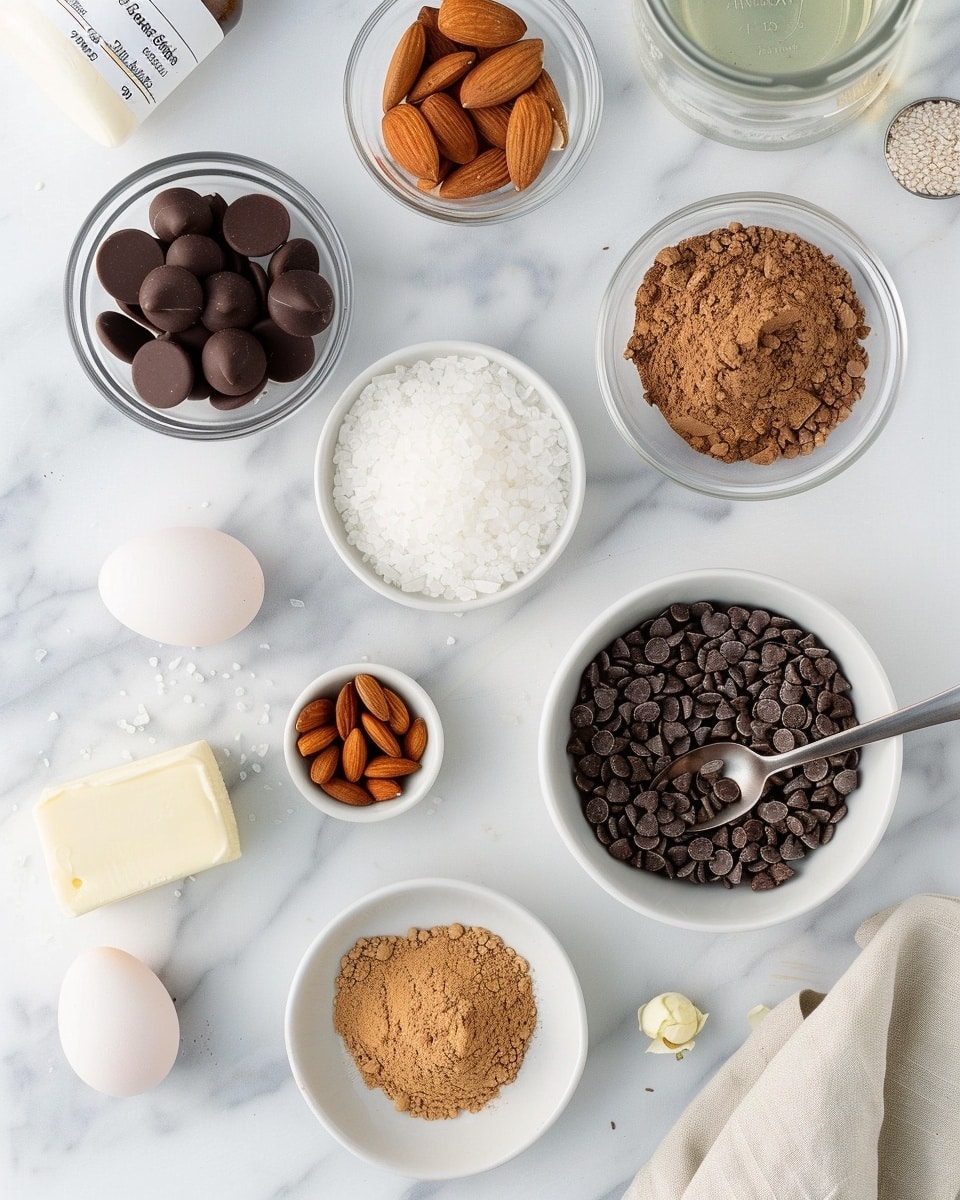 Single white plate with one triangular slice of rich dark chocolate bark topped with whole almonds, pumpkin seeds, sliced almonds, and delicate edible flower petals, close-up angled shot revealing the glossy surface and textured nut toppings, scattered flower petals and nuts around the plate on a white marble surface, natural light highlighting the layers and texture, styled like a food blog individual serving, photo taken with an iphone --ar 4:5 --v 7
