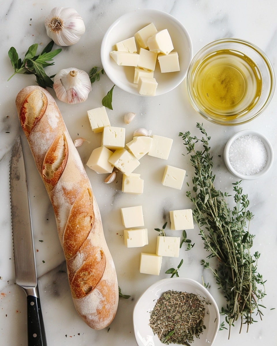 Single white plate holding one toasted slice of crusty bread topped with melted, slightly browned cheese infused with chopped fresh herbs and garlic cloves, close-up angled view highlighting the gooey texture and savory details of the melted cheese layer, shot on a white marble surface with natural lighting, styled as a ready-to-eat individual serving from a food blog, photo taken with an iphone --ar 4:5 --v 7