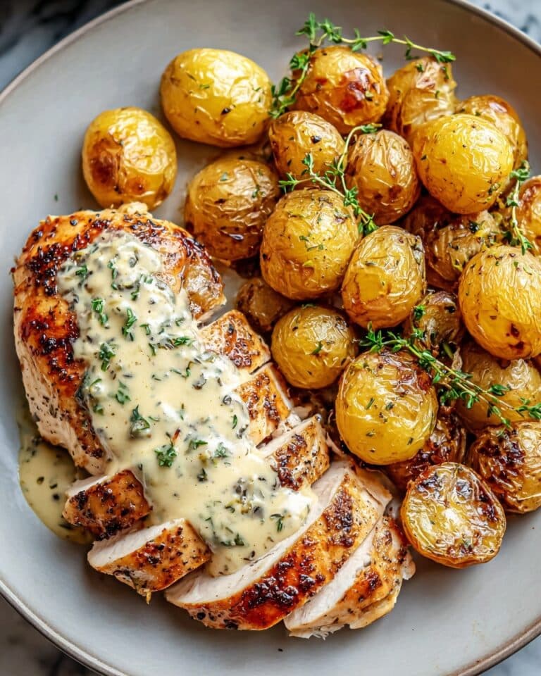 Creamy Garlic Chicken with Roasted Baby Potatoes Recipe