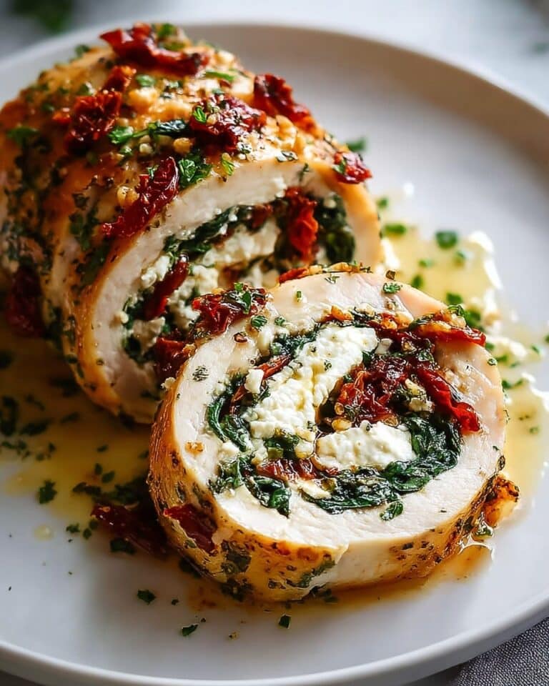 Rolled Chicken with Feta, Spinach, and Sun-Dried Tomatoes Recipe