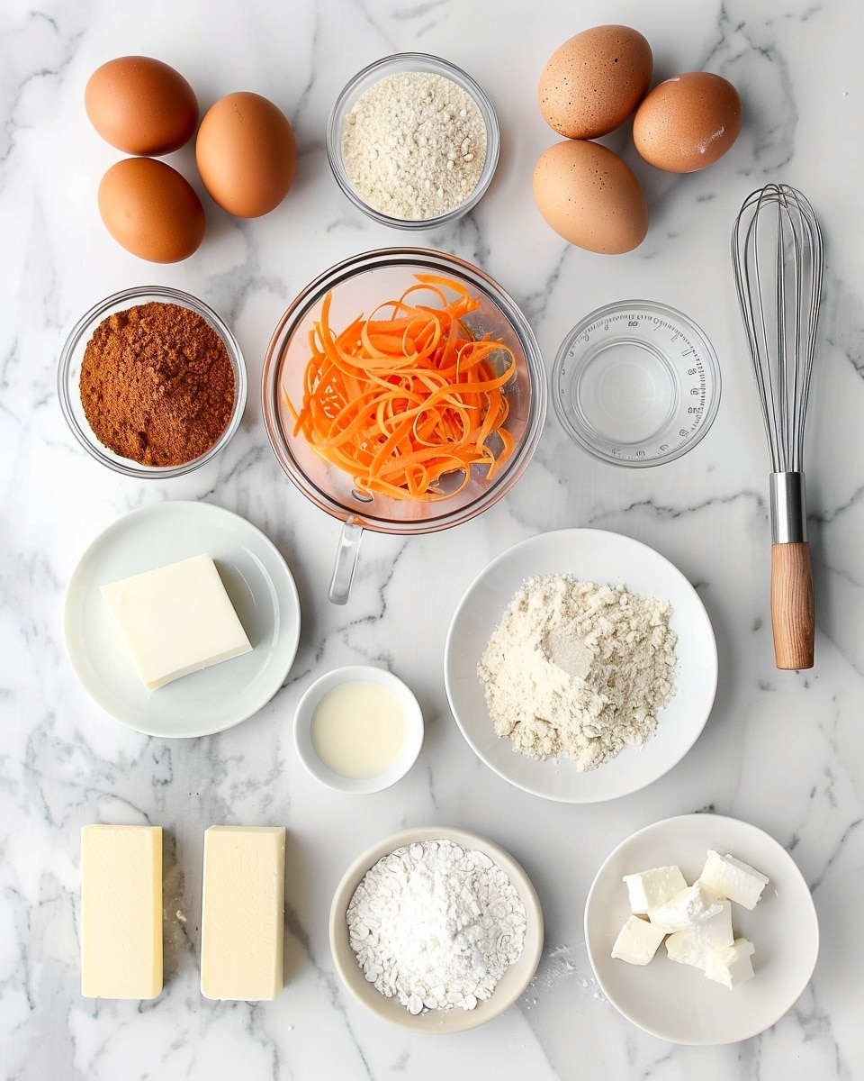 Single white plate featuring a single slice of moist carrot cake with visible grated carrot specks and a dense crumb texture, topped generously with creamy white frosting that softly folds over the edges, angled close-up shot highlighting the rich interior layers and the contrast between the cake and frosting, placed on a white marble surface with natural lighting, styled as a ready-to-eat dessert from a food blog, photo taken with an iphone --ar 4:5 --v 7