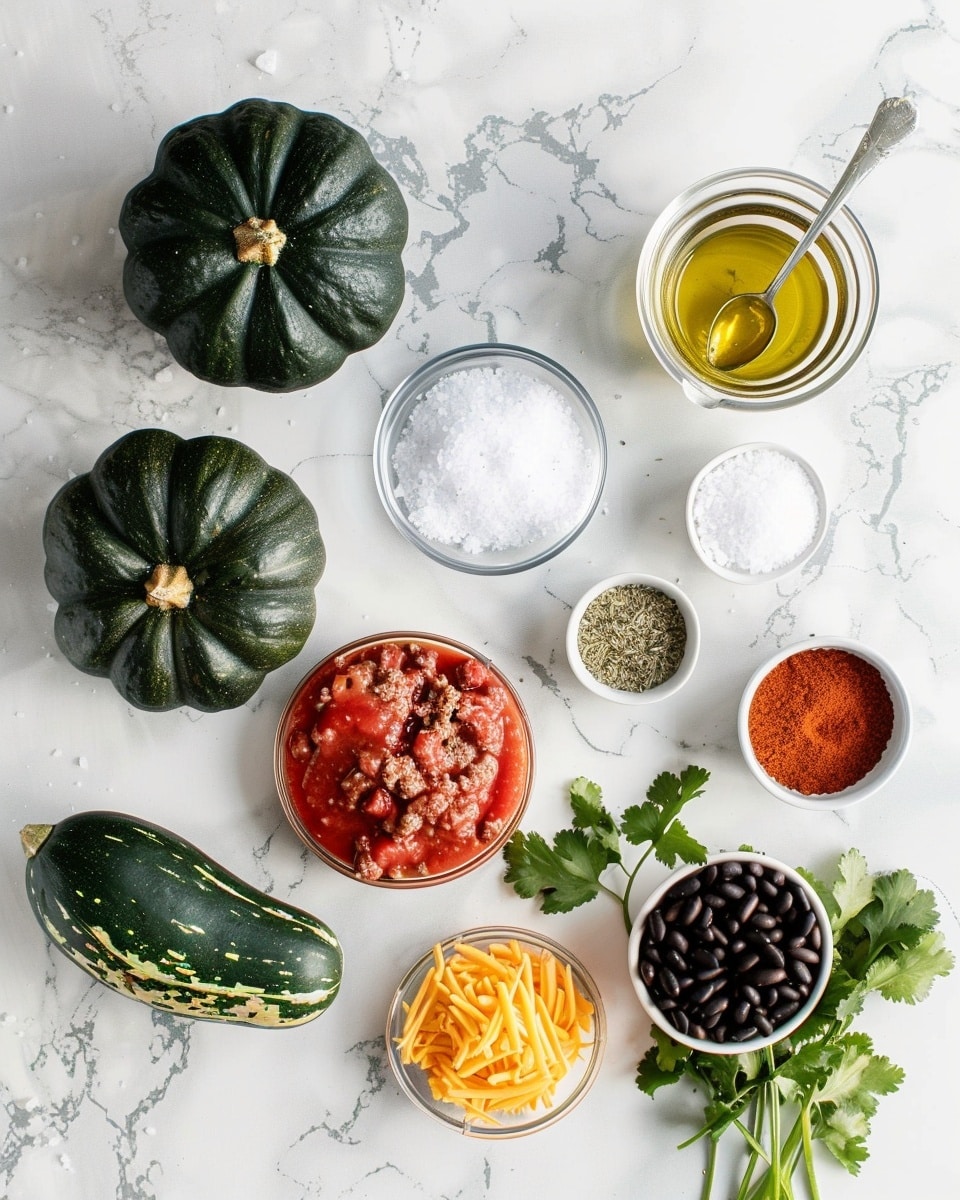 Single white plate featuring a plated portion of a stuffed acorn squash half filled with a savory mixture of seasoned ground beef, melted cheddar cheese, and tender roasted squash flesh, close-up angled shot highlighting the layered textures of creamy squash, hearty meat, and stretchy melted cheese, garnished with finely chopped fresh herbs, all presented on a white marble surface under natural light for a warm, inviting food blog style photo taken with an iphone --ar 4:5 --v 7