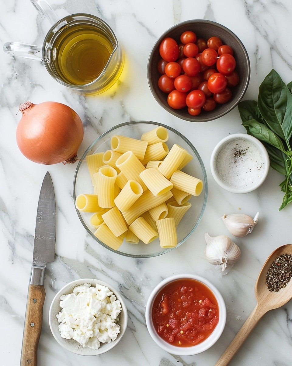 Single white plate presenting a generous portion of creamy rigatoni pasta coated in rich tomato and cheese sauce, close-up angled shot emphasizing the thick, velvety texture of the sauce clinging to each ridged pasta tube, freshly grated parmesan sprinkled on top with scattered bright green basil leaves adding contrast, a sprinkle of black pepper enhancing the vibrant colors, served on a white marble surface with natural lighting highlighting the glossy finish, styled like a food blog individual serving ready to eat, photo taken with an iphone --ar 4:5 --v 7