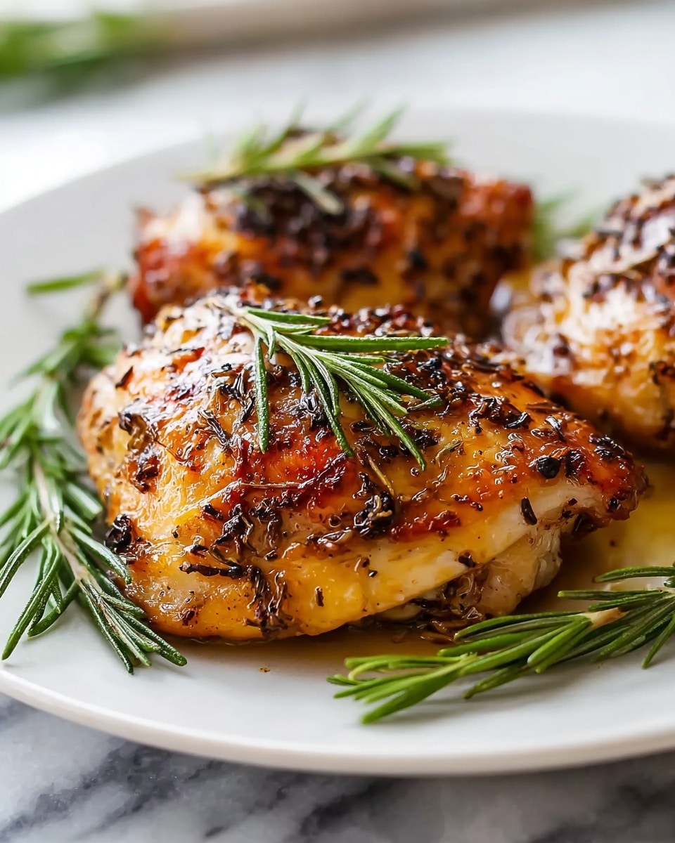 Large white serving platter showcasing a whole roasted herb-crusted chicken, golden-brown and glistening with olive oil, topped with scattered fresh rosemary sprigs and cracked black pepper, surrounded by roasted garlic cloves and caramelized onions, the entire chicken perfectly cooked with crispy skin, presented on a white marble countertop with natural lighting, professional food magazine style hero shot photo taken with an iphone --ar 4:5 --v 7