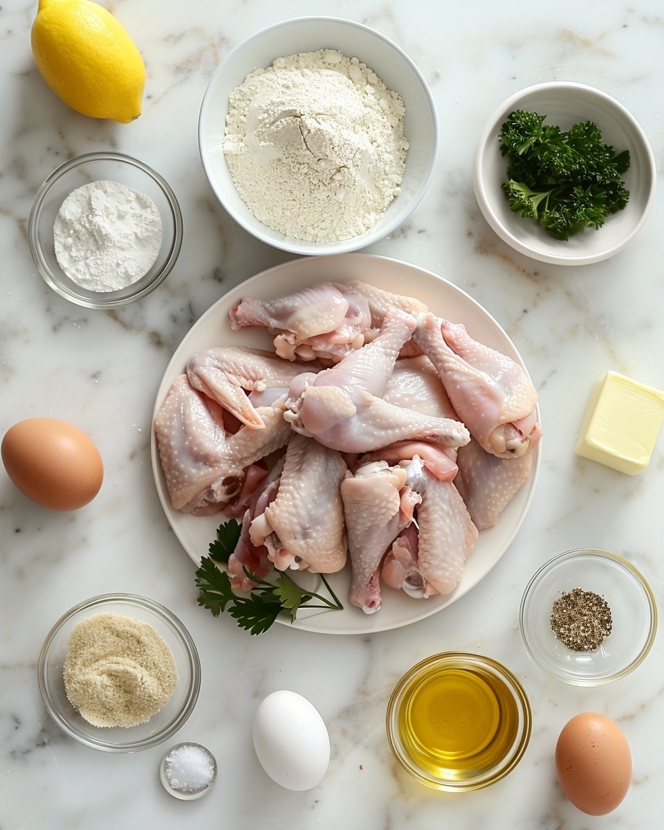 Single white plate with one crispy fried chicken wing portion, close-up angled shot focusing on the golden, seasoned crust and tender, flaky white meat revealed inside, garnished subtly with chopped herbs, placed on white marble surface, natural lighting highlighting the crunchy texture and juicy interior, intimate plated serving photo taken with an iphone --ar 4:5 --v 7