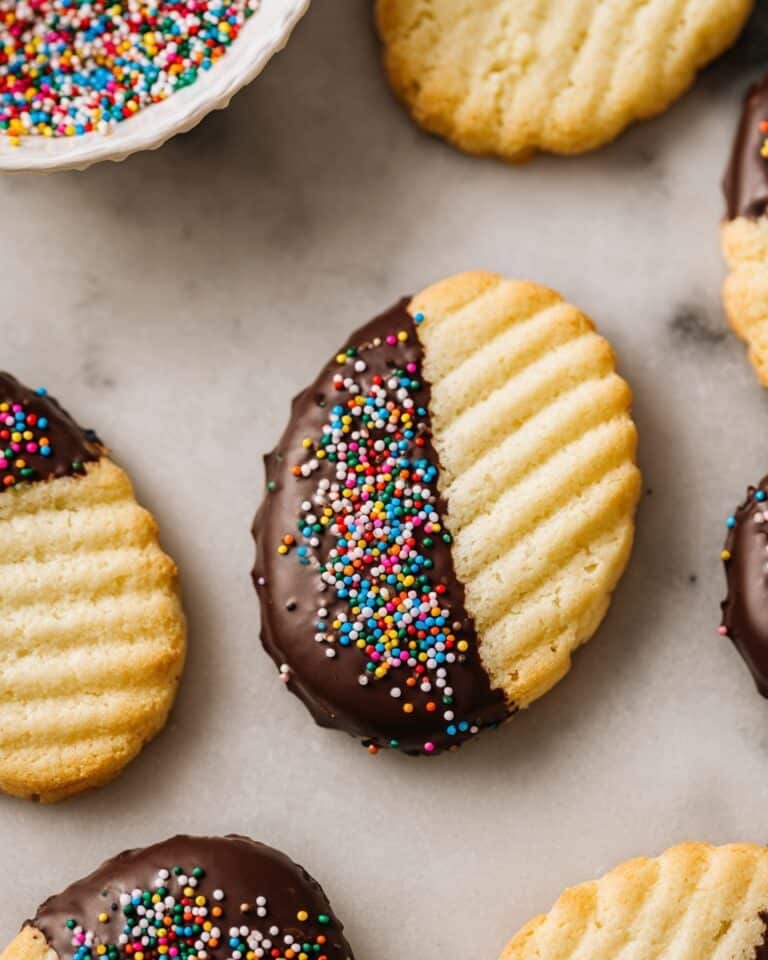 Italian Butter Cookies with Chocolate Dip and Sprinkles Recipe