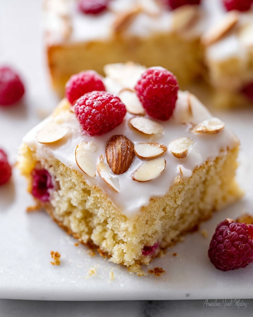 Gluten Free Dairy Free Bakewell Traybake with Raspberries Recipe