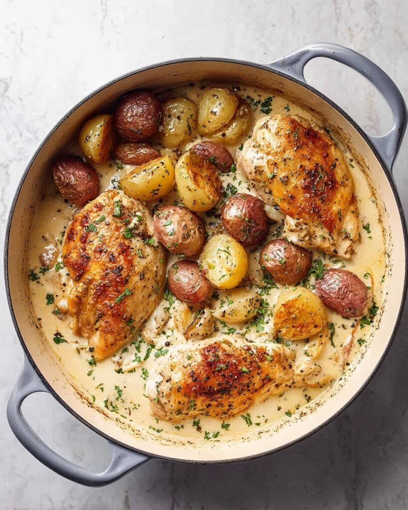 Easy Chicken and Potatoes with Dijon Cream Sauce Recipe